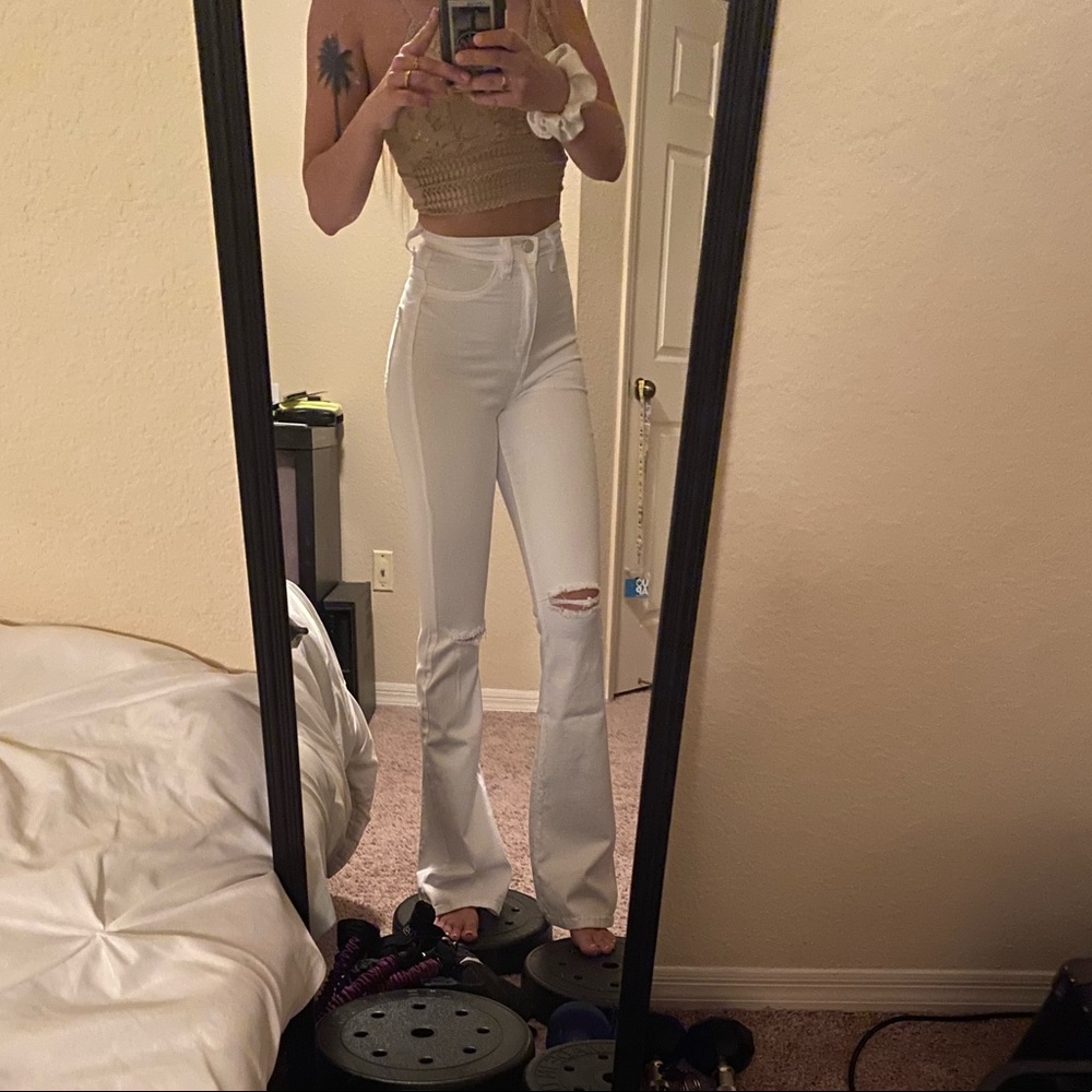 White Fashion Nova Flare Jeans